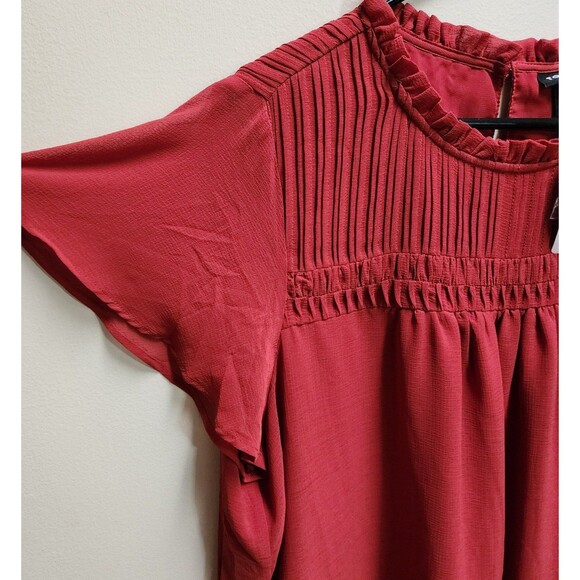 NWT Torrid Burnt Orange Chiffon Smocked Pintuck Flutter Top Size 1 (14/16) - Picture 7 of 9